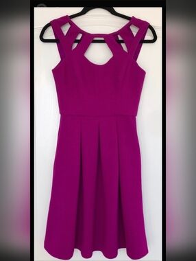 Betsey Johnson Fit Flare Bright Magenta Textured Dress - Size 8